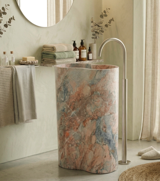 Lave bespoke natural marble vanity unit with integrated basin